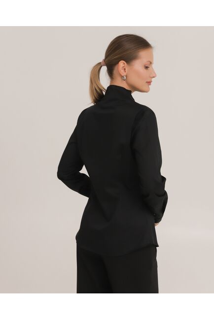 Рубашка хлопковая под пуговицы черная воротник стойка - 8941 от byME 