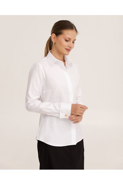 Рубашка хлопковая белая под запонки фактурная 8944 от byME 