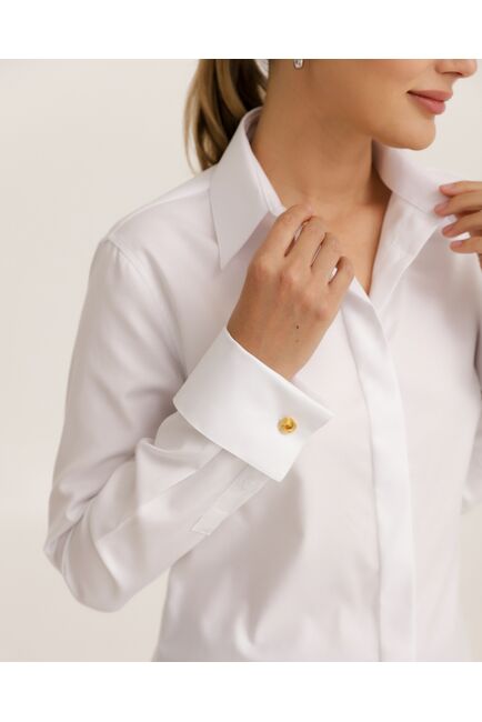Рубашка хлопковая белая под запонки фактурная 8944 от byME 