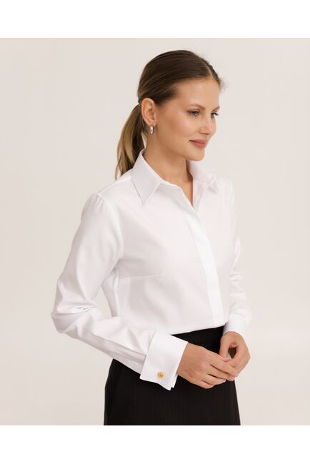 Рубашка хлопковая белая под запонки фактурная 8944 от byME 