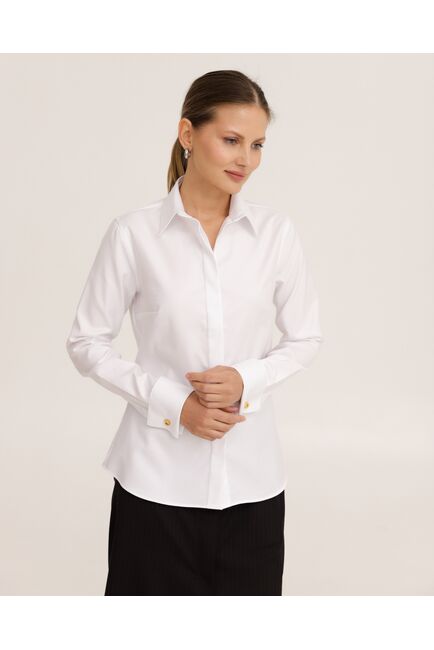 Рубашка хлопковая белая под запонки фактурная 8944 от byME 