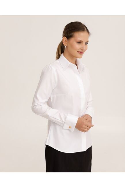 Рубашка хлопковая белая под запонки фактурная 8944 от byME 