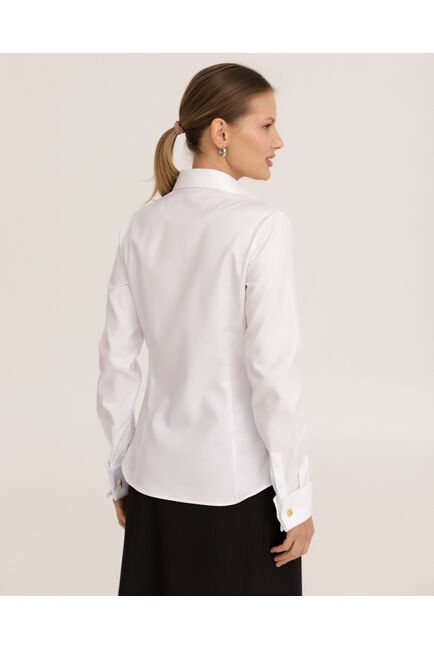 Рубашка хлопковая белая под запонки фактурная 8944 от byME 