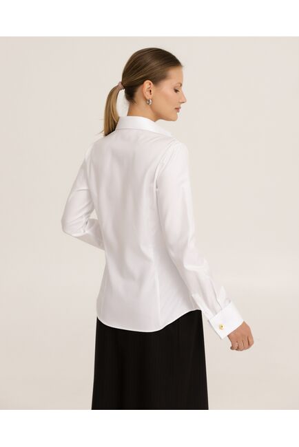 Рубашка хлопковая белая под запонки фактурная 8944 от byME 