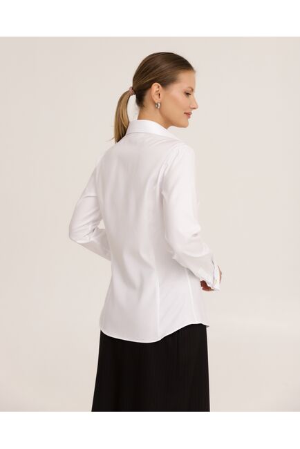 Рубашка хлопковая белая под запонки фактурная 8944 от byME 