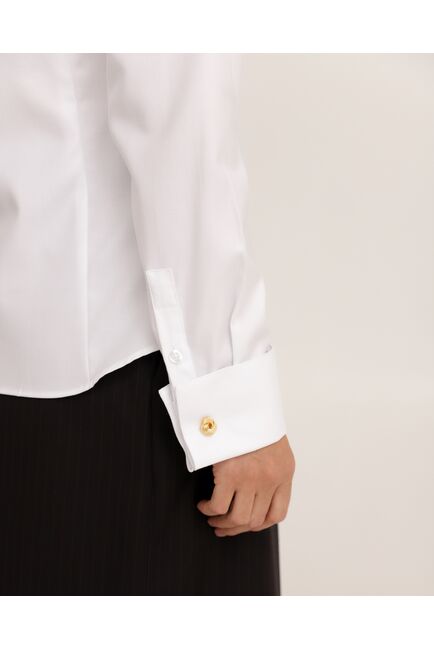 Рубашка хлопковая белая под запонки фактурная 8944 от byME 