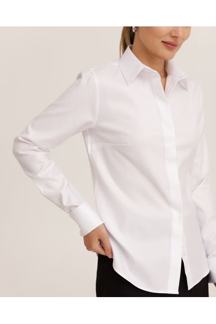 Рубашка хлопковая белая под запонки фактурная 8944 от byME 