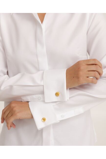 Рубашка хлопковая белая под запонки фактурная 8944 от byME 