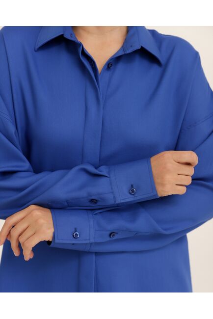 Рубашка бамбуковая синяя оверсайз - 8948 от byME 