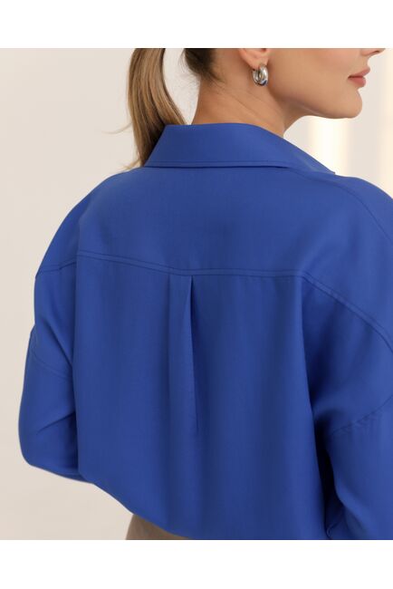 Рубашка бамбуковая синяя оверсайз - 8948 от byME 