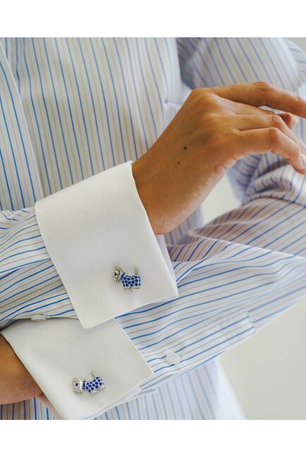 Женская рубашка под запонку белая в голубую полоску - 8505 от byME 