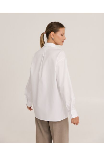 Рубашка хлопковая белая елочка - 8950 от byME 