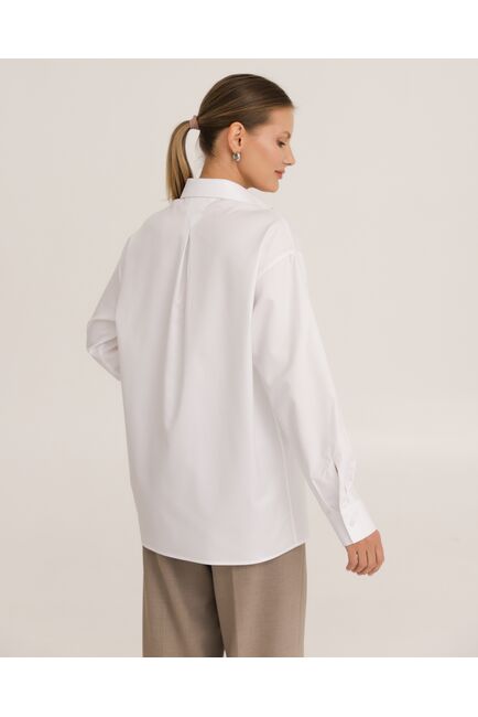 Рубашка хлопковая белая елочка - 8950 от byME 