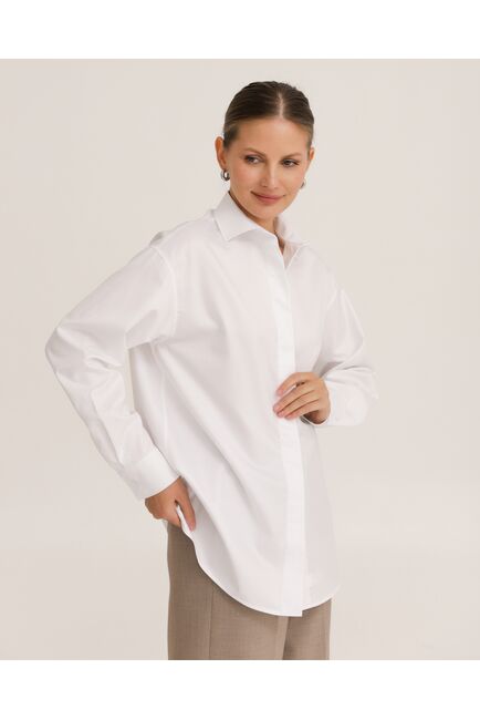 Рубашка хлопковая белая елочка - 8950 от byME 