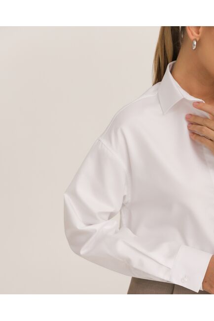 Рубашка хлопковая белая елочка - 8950 от byME 