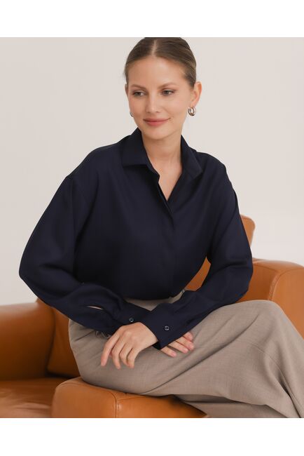 Рубашка из бамбука синяя - 8952 от byME 