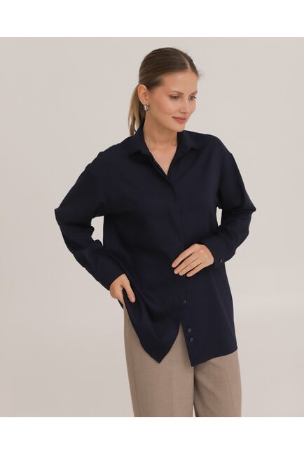 Рубашка из бамбука синяя - 8952 от byME 