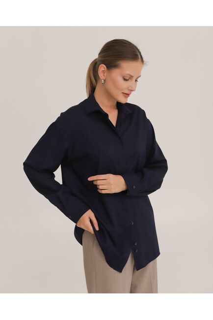 Рубашка из бамбука синяя - 8952 от byME 