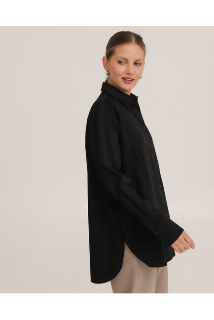 Рубашка хлопковая черная с манишкой 8933 от byME 