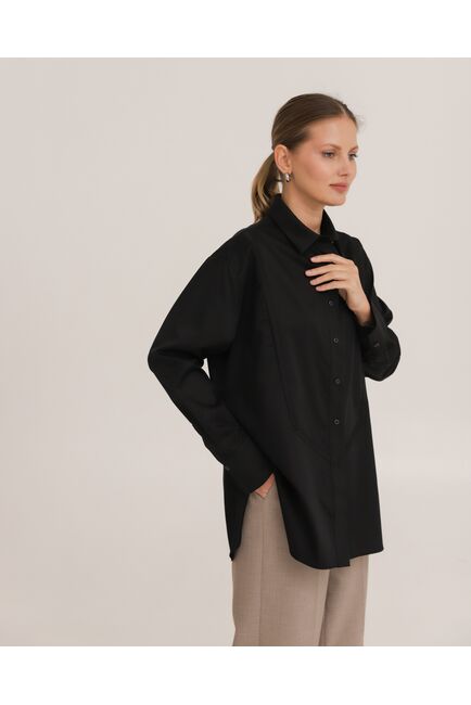 Рубашка хлопковая черная с манишкой 8933 от byME 