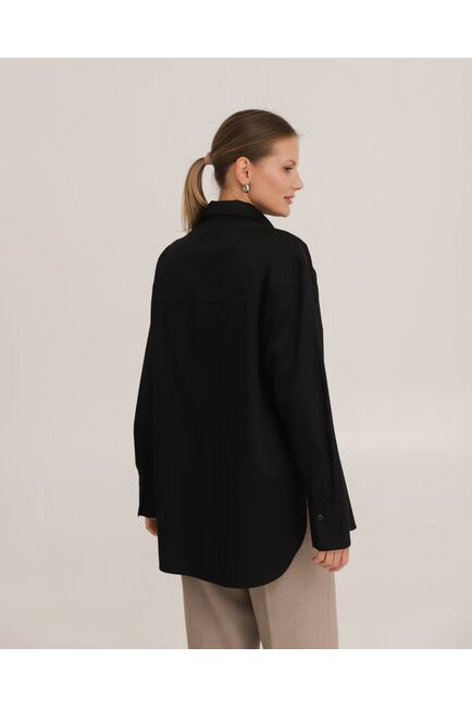 Рубашка хлопковая черная с манишкой 8933 от byME 