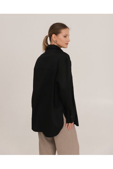 Рубашка хлопковая черная с манишкой 8933 от byME 