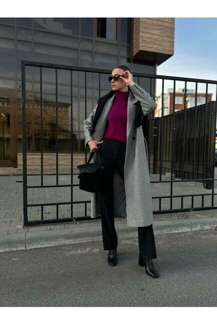 Пальто A2000 Sivas елочка Белый/Серый от Doroteya 