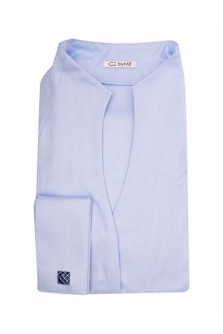 Женская рубашка воротник стойка под запонку голубая - 8124 от byME 