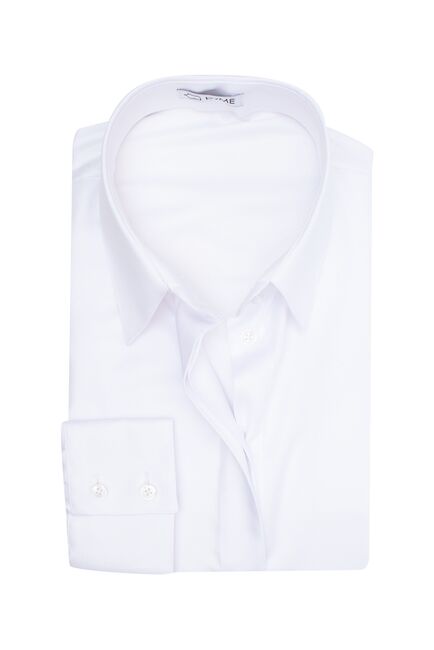 Женская рубашка под пуговицы с супатной застежкой полуприталенная без отделки белая - 8141 от byME 