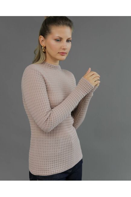 Джемпер из шерсти мериноса тонкой вязки бежевый от byME 