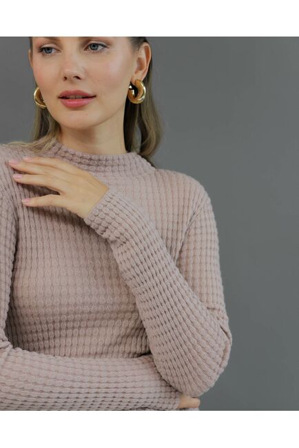 Джемпер из шерсти мериноса тонкой вязки бежевый от byME 