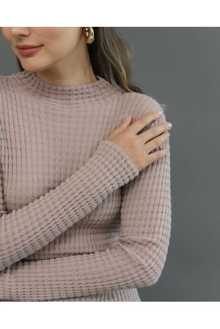 Джемпер из шерсти мериноса тонкой вязки бежевый от byME 