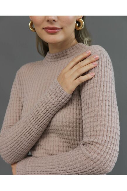 Джемпер из шерсти мериноса тонкой вязки бежевый от byME 