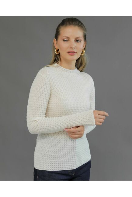 Джемпер из шерсти мериноса тонкой вязки молочный от byME 