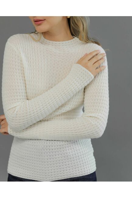 Джемпер из шерсти мериноса тонкой вязки молочный от byME 