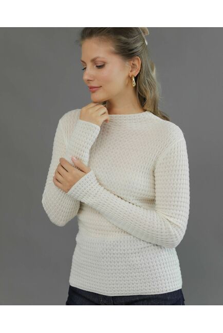 Джемпер из шерсти мериноса тонкой вязки молочный от byME 