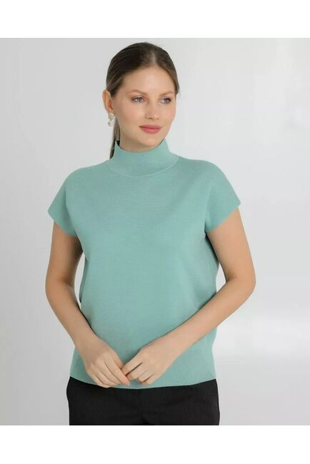 Топ из шерсти мериноса тонкой вязки и шелка Mulberry зеленый от byME 
