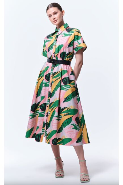 Платье-рубашка с поясом из экокожи от byME 