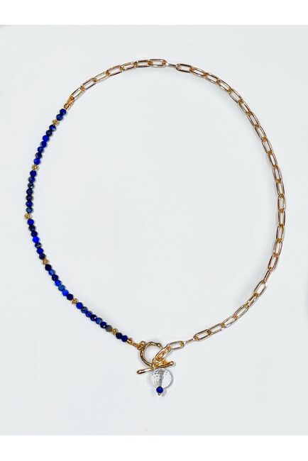 Чокер из лазурита и горного хрусталя - S00047 от  