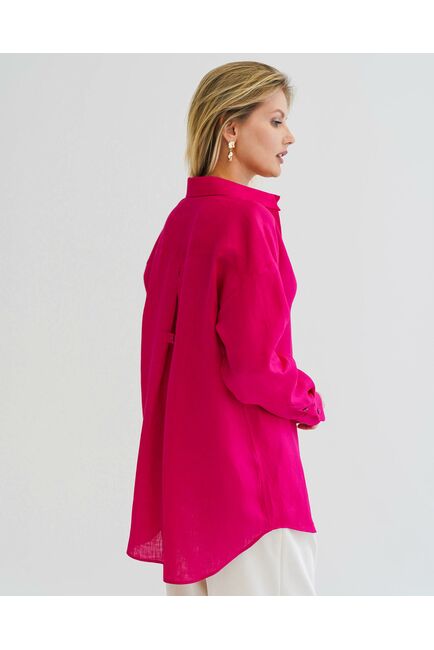 Женская рубашка льняная фуксия- 8569 от byME 