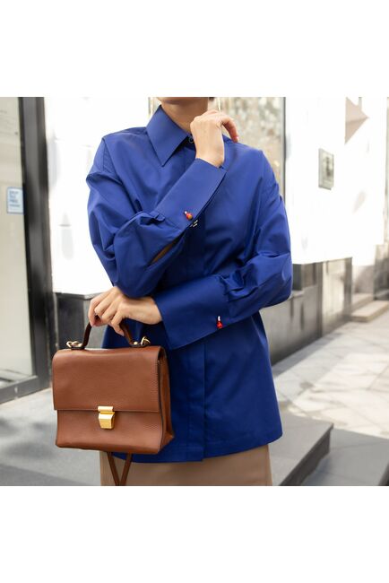 Женская рубашка под запонку/пуговицы синяя - 7841 от byME 