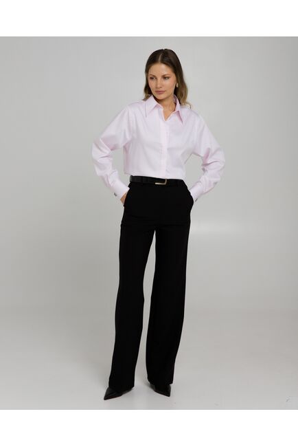 Женская рубашка из хлопка фиолетовая с универсалным манжетом-8764 от byME 