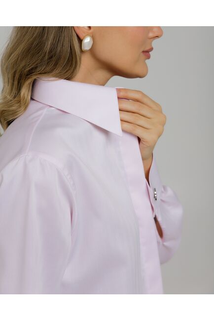 Женская рубашка из хлопка фиолетовая с универсалным манжетом-8764 от byME 
