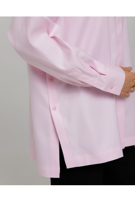 Рубашка хлопковая розовая фактура твилл с пуговицами по бокам - 8957 от byME 