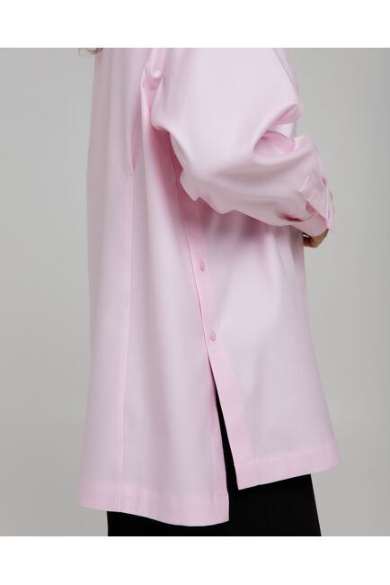 Рубашка хлопковая розовая фактура твилл с пуговицами по бокам - 8957 от byME 