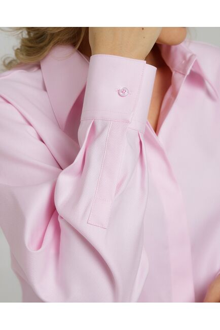 Рубашка хлопковая розовая фактура твилл с пуговицами по бокам - 8957 от byME 