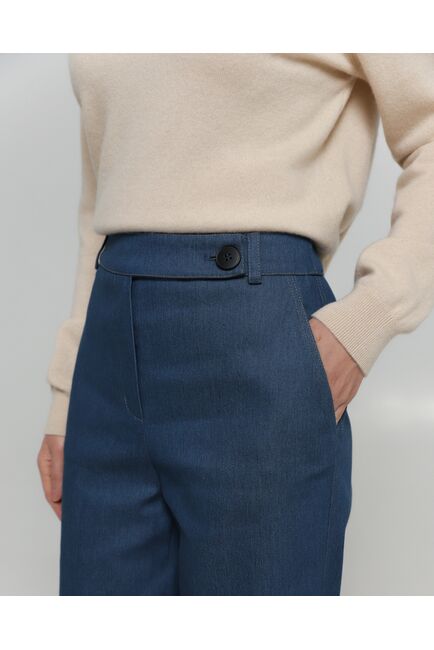 Женские брюки из ткани Деним синие-100001 от byME 