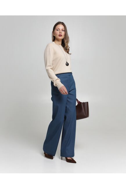 Женские брюки из ткани Деним синие-100001 от byME 