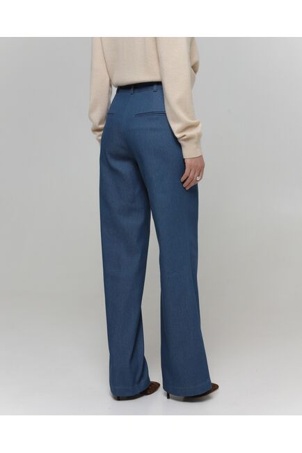 Женские брюки из ткани Деним синие-100001 от byME 