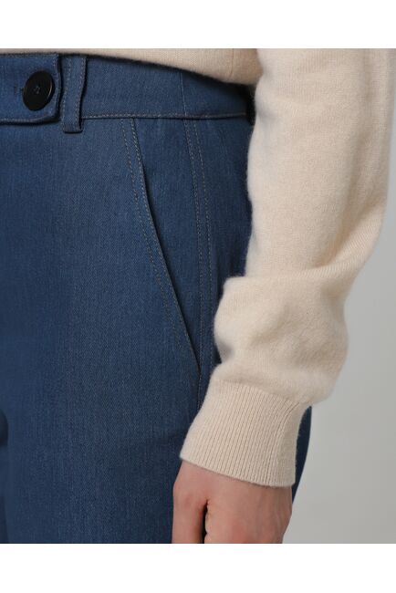 Женские брюки из ткани Деним синие-100001 от byME 